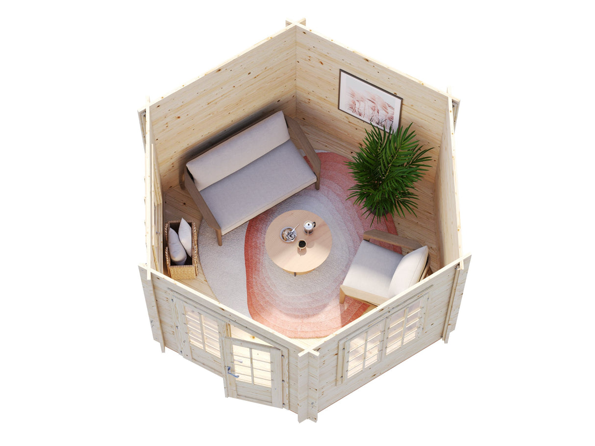 Hanna (3m diameter | 7.6m2 | 34mm) Hexagonal Timber Garden Pavilion