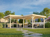 Lenna Gazebo XL (5,9x5,9m | 24,9m2 | 120x120mm) Large Modern Flat Roof Corner Gazebo - Palmako UK