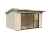 Ines M (3.9x3m | 11.1m2 | 44mm) Modern Garden Office with Sliding Doors (Double Glazing Available) - Palmako UK