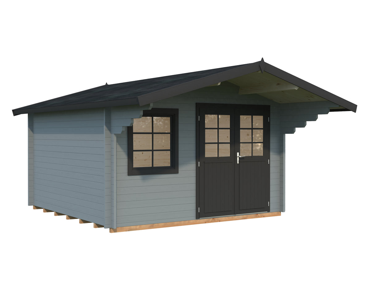 Sally M (3.8x3.8m | 12.3m2 | 44mm) Scandinavian Style Classic Log cabin With Overhang Roof