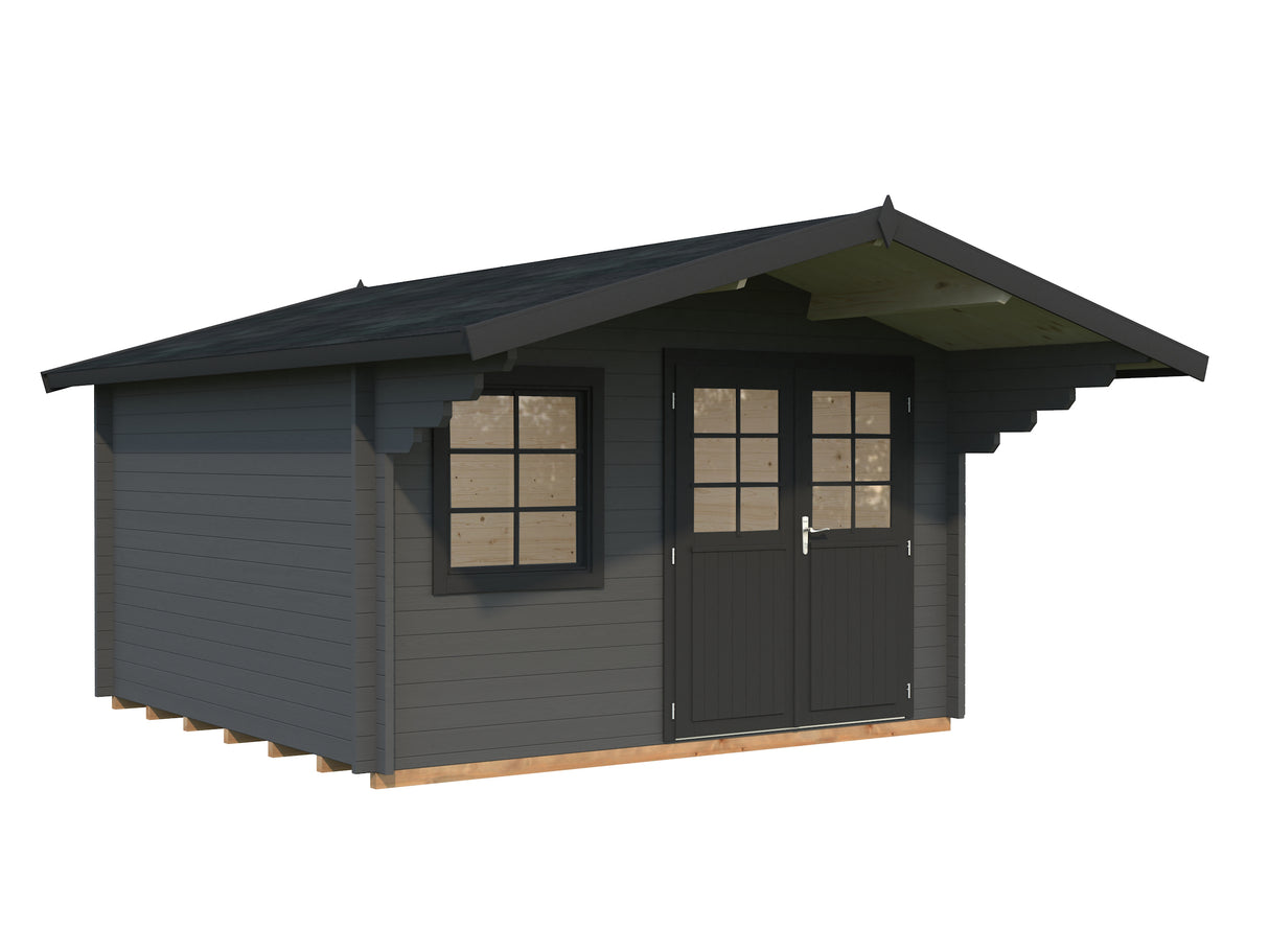 Sally M (3.8x3.8m | 12.3m2 | 44mm) Scandinavian Style Classic Log cabin With Overhang Roof