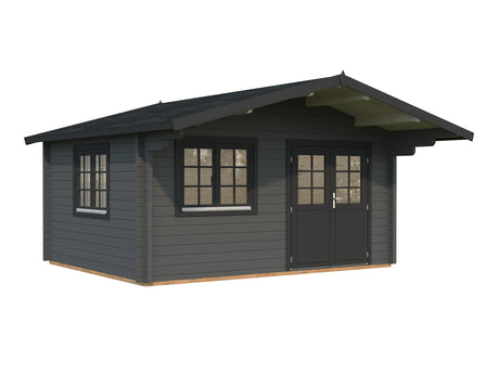 Helena S (4.7x3.8m | 15.1m2 | 70mm) Double Glazed Heavy Duty Garden Log Cabin with Roof Overhang