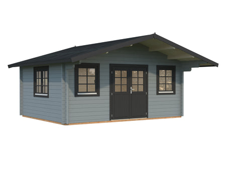 Helena L (5.3x4.1m | 18.6m2 | 70mm) Double Glazed Traditional Log Cabin with Roof Overhang