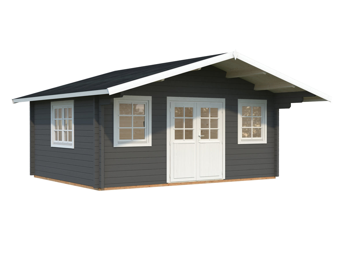 Helena L (5.3x4.1m | 18.6m2 | 70mm) Double Glazed Traditional Log Cabin with Roof Overhang