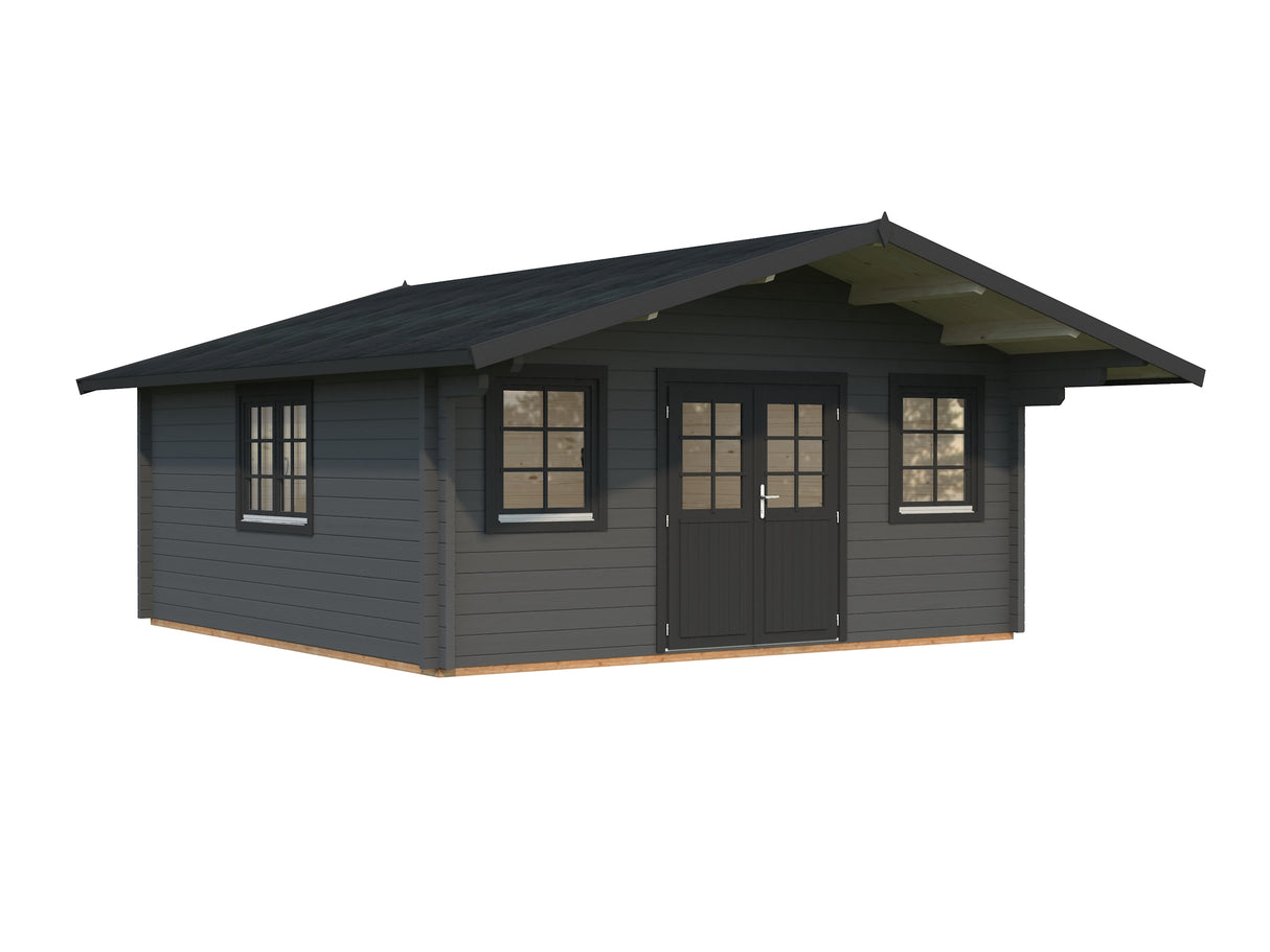 Helena XL (5.3x5.3m | 24.6m2 | 70mm) Double Glazed Traditional Log Cabin with Roof Overhang