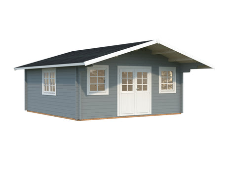 Helena XL (5.3x5.3m | 24.6m2 | 70mm) Double Glazed Traditional Log Cabin with Roof Overhang