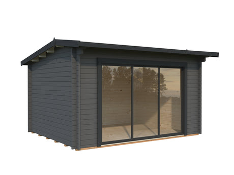 Ines M (3.9x3m | 11.1m2 | 44mm) Modern Garden Office with Sliding Doors (Double Glazing Available)