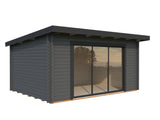 Lea M (4.5x3.3m | 14.2m2 | 44mm) Spacious Pent Garden Room with Sliding Doors (Double Glazing Available) - Palmako UK