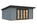 Lea L (5.5x4m | 19.4m2 | 44mm) Pent Roof Garden Room with Bi-Fold Doors