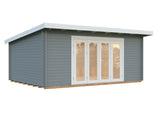 Lea L (5.5x4m | 19.4m2 | 44mm) Pent Roof Garden Room with Bi-Fold Doors