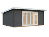 Lea L (5.5x4m | 19.4m2 | 44mm) Pent Roof Garden Room with Bi-Fold Doors