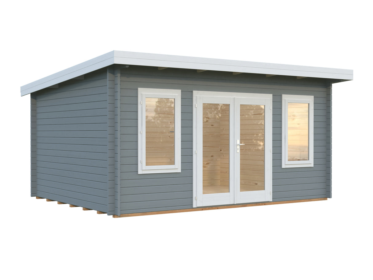 Lisa M (4.7x3.5m | 14.2m2 | 44mm) Modern Pent Garden Office (2024 Upgraded Model)