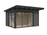 Andrea S (3.9x3m | 11.2m2 | 44mm) Modern Corner Summer House With Sliding Doors (Double Glazing Available) - Palmako UK