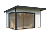 Andrea S (3.9x3m | 11.2m2 | 44mm) Modern Corner Summer House With Sliding Doors (Double Glazing Available)