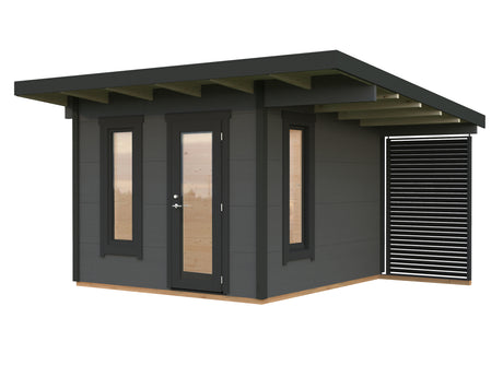 Grace (3x2.9m | 8.1m2+4.1m2 | 56mm) Glue-Laminated Year-Round Garden Room with Roof Canopy