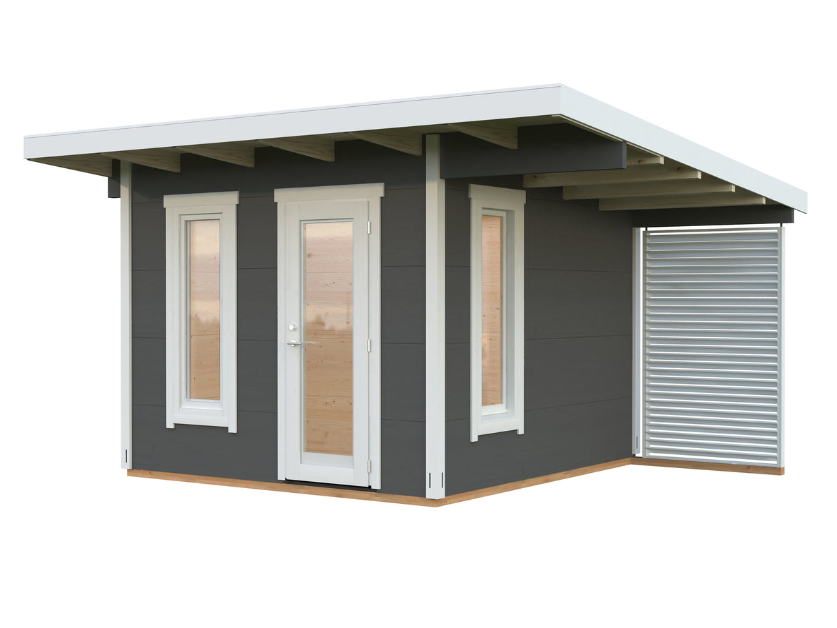 Grace (3x2.9m | 8.1m2+4.1m2 | 56mm) Glue-Laminated Year-Round Garden Room with Roof Canopy