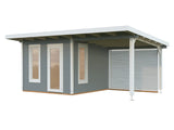 Grace (5.6x2.9m | 8.1+8.1m2 | 56mm) Year-Round Glue-Laminated Garden Room with Roof Canopy