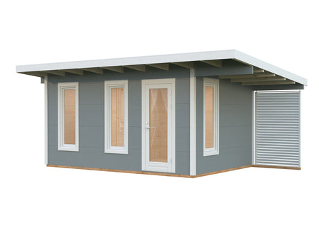 Grace (4.5x2.9m | 12.4+4.1m2 | 56mm) Year-Round Glue-Laminated Garden Room With Canopy