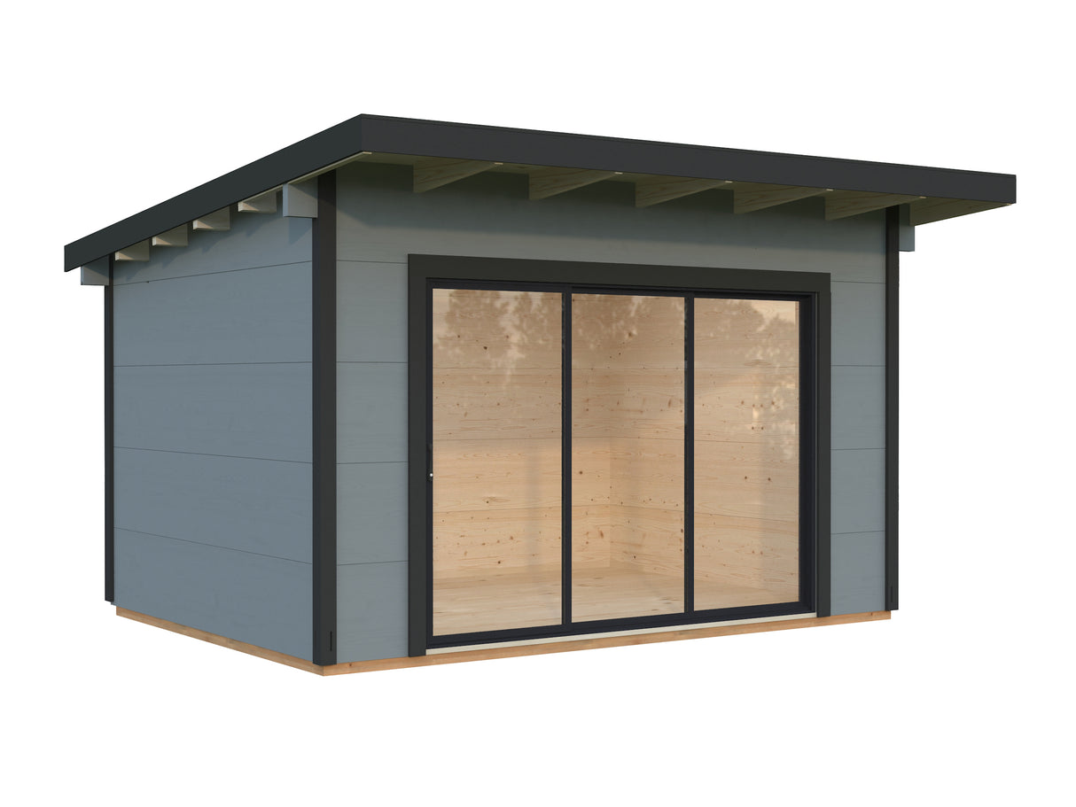 Grace (4x3m | 11.2m2 | 56mm) Year-Round Glue-Laminated Garden Room with Double Glazed Sliding Doors