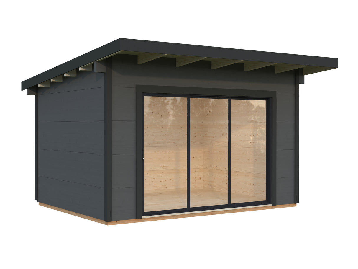 Grace (4x3m | 11.2m2 | 56mm) Year-Round Glue-Laminated Garden Room with Double Glazed Sliding Doors