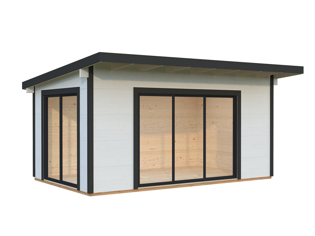 Grace (5x3m | 14.1m2 | 56mm) Year-Round Glue-Laminated Garden House with Double Glazed Sliding Doors