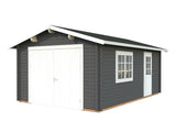 Roger XS (3.8x5.7m | 19m2 | 44mm) Compact Timber Log Garage with Wooden Doors