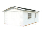 Roger XS (3.8x5.7m | 19m2 | 44mm) Compact Timber Log Garage with Wooden Doors