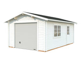 Roger XS (3.8x5.7m | 19m2 | 44mm) Compact Timber Log Garage with Sectional Door - Palmako UK