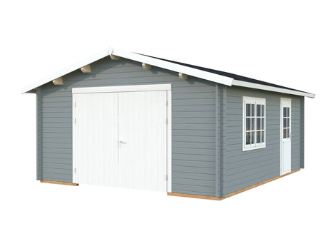 Roger S (4.7x5.7m | 23.9m2 | 44mm) Log Garage with Wooden Gate