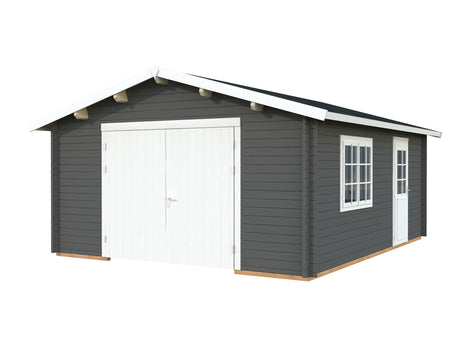 Roger S (4.7x5.7m | 23.9m2 | 44mm) Log Garage with Wooden Gate