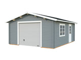 Roger S (4.7x5.7m | 23.9m2 | 44mm) Log Garage with Sectional Door - Palmako UK