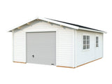 Roger S (4.7x5.7m | 23.9m2 | 44mm) Log Garage with Sectional Door - Palmako UK