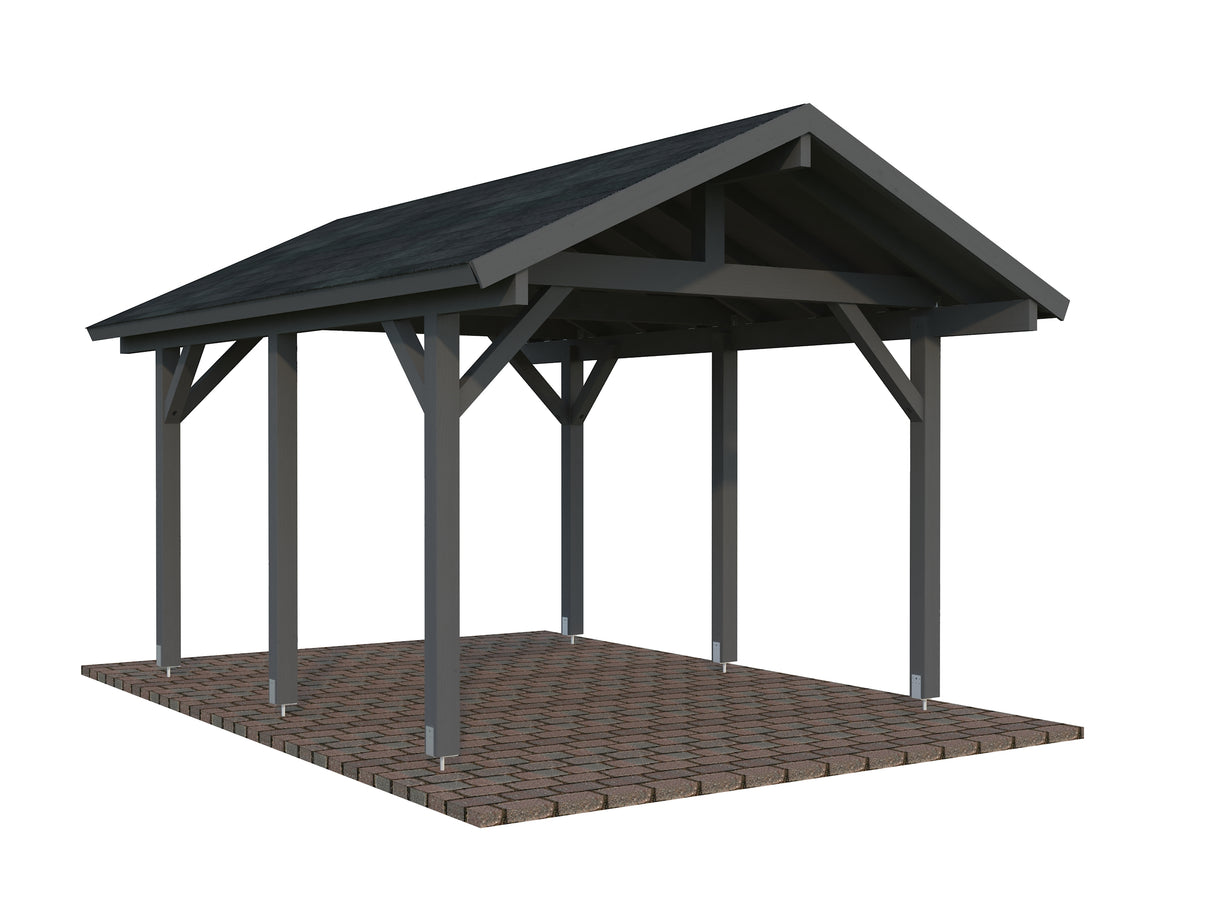 Robert S (3.2x3.7m | 11.7m2) Pitched Roof Timber Carport or Garden Pavilion