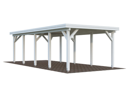 Karl L (3.6x7.6m | 23.1m2) Flat Roof Timber Single Car Carport or Garden Pavilion