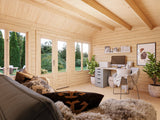 Claudia Pent M (4,2x3,2m | 11,5m2 | 34mm) Under 2.5m Clockhouse Style Log Cabin - Palmako UK