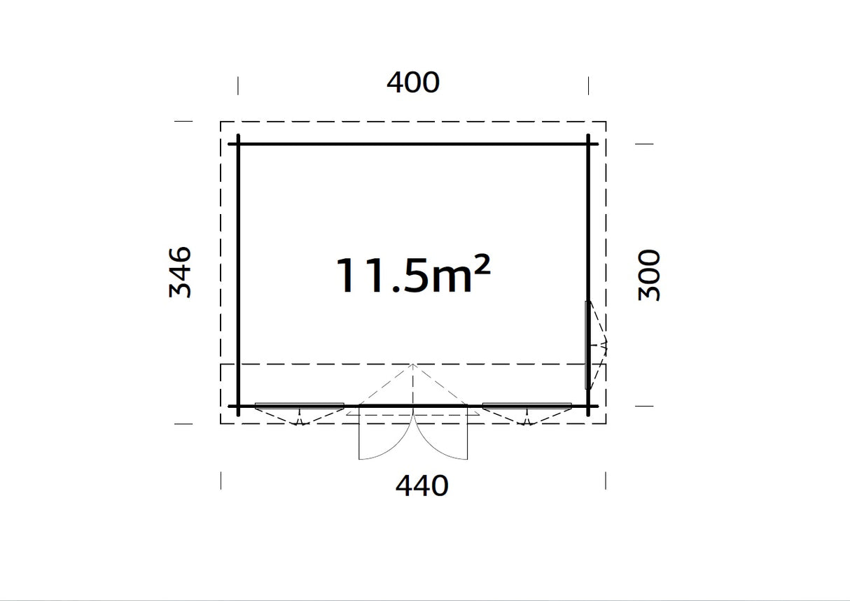 Claudia Pent M (4,2x3,2m | 11,5m2 | 34mm) Under 2.5m Clockhouse Style Log Cabin