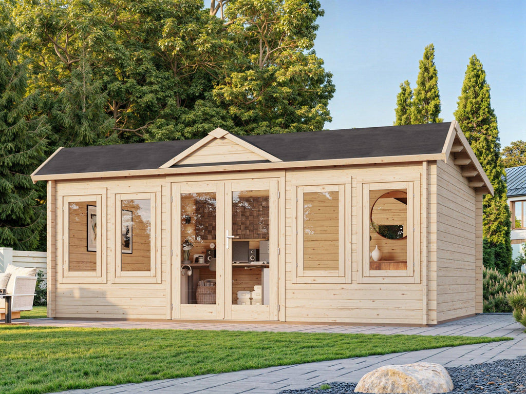Claudia Pent L (5,5x4m | 19,4m2 | 44mm)  Under 2.5m Clockhouse Style Large Log Cabin - Palmako UK