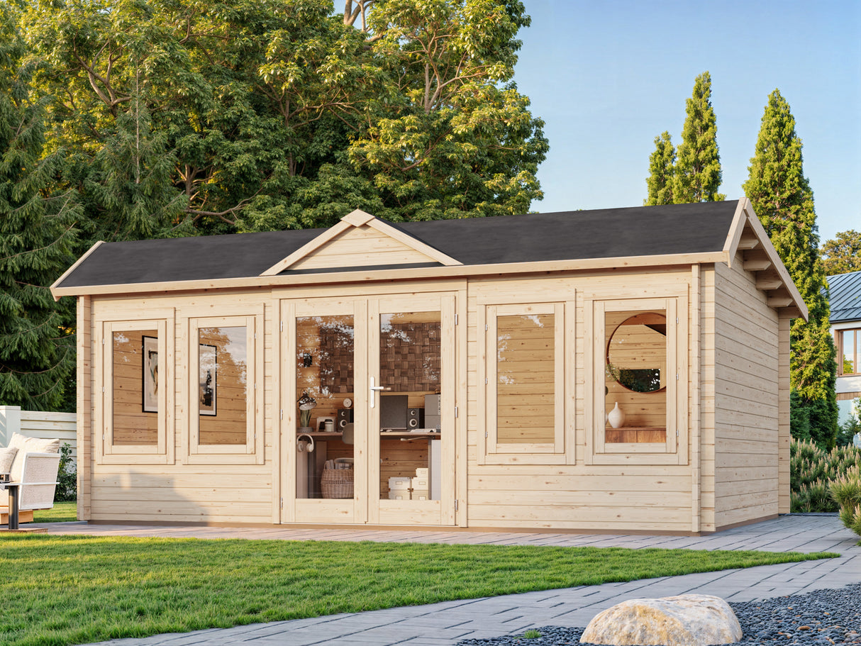 Claudia Pent L (5,5x4m | 19,4m2 | 44mm)  Under 2.5m Clockhouse Style Large Log Cabin