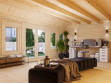 Claudia Pent L (5,5x4m | 19,4m2 | 44mm)  Under 2.5m Clockhouse Style Large Log Cabin - Palmako UK