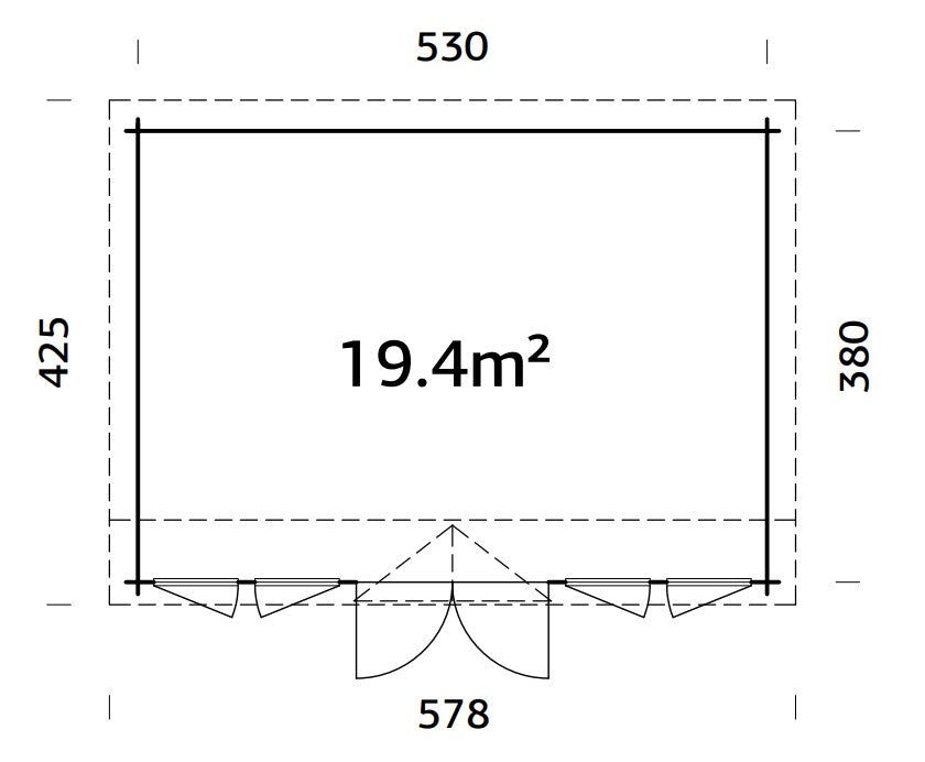 Claudia Pent L (5,5x4m | 19,4m2 | 44mm)  Under 2.5m Clockhouse Style Large Log Cabin