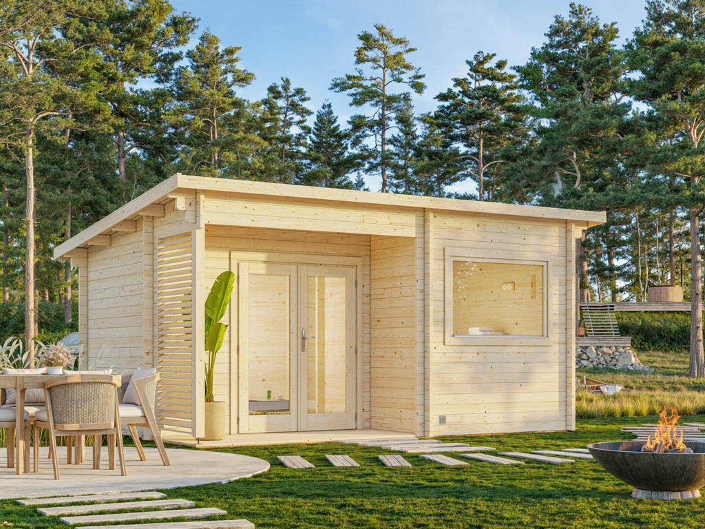 Sanna Sauna L (5x3,4m | 11,5m2 | 44mm) Traditional 3-Room Garden Log Sauna - Palmako UK