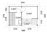 Sanna Sauna L (5x3,4m | 11,5m2 | 44mm) Traditional 3-Room Garden Log Sauna - Palmako UK