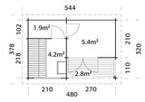 Sanna Sauna L (5x3,4m | 11,5m2 | 44mm) Traditional 3-Room Garden Log Sauna