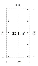 Robert L (3,2x7,3m | 23,1m2 | 120x120mm) Apex Roof Carport