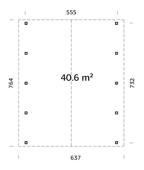 Robert XL (5,6x7,3m | 40,6m2 | 120x120mm)  Apex Roof Carport for Two Cars