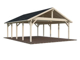 Robert XL (5,6x7,3m | 40,6m2 | 120x120mm)  Apex Roof Carport for Two Cars - Palmako UK