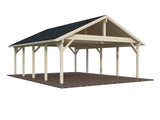 Robert XL (5,6x7,3m | 40,6m2 | 120x120mm)  Apex Roof Carport for Two Cars