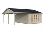 Irene M+ (6,7x5,7m | 19,0+16,2m2 | 44mm) Summer House with Side Canopy or Carport - Palmako UK