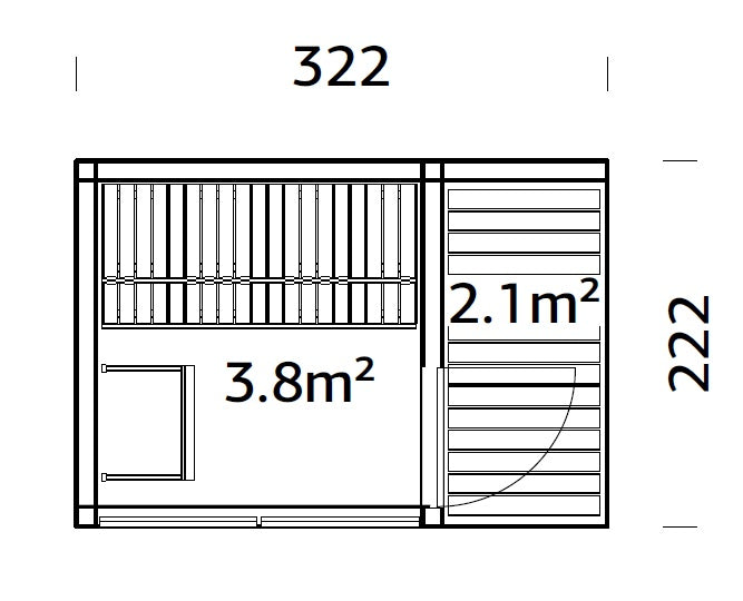 Sarah Sauna (3,2x2,2m | 3,8m2 | 16mm) Modern Garden Sauna with Tinted Glass