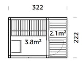 Sarah Sauna (3,2x2,2m | 3,8m2 | 16mm) Modern Garden Sauna with Tinted Glass